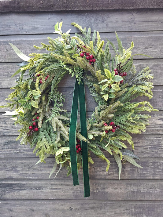 Red Berry Evergreen Christmas Wreath